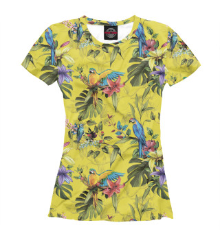 Женская футболка Попугаи в тропиках