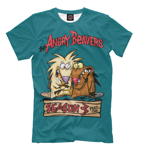 Мужская футболка с притом Крутые Бобры цвета Белый Мужская футболка с изображением Крутые Бобры цвета Белый