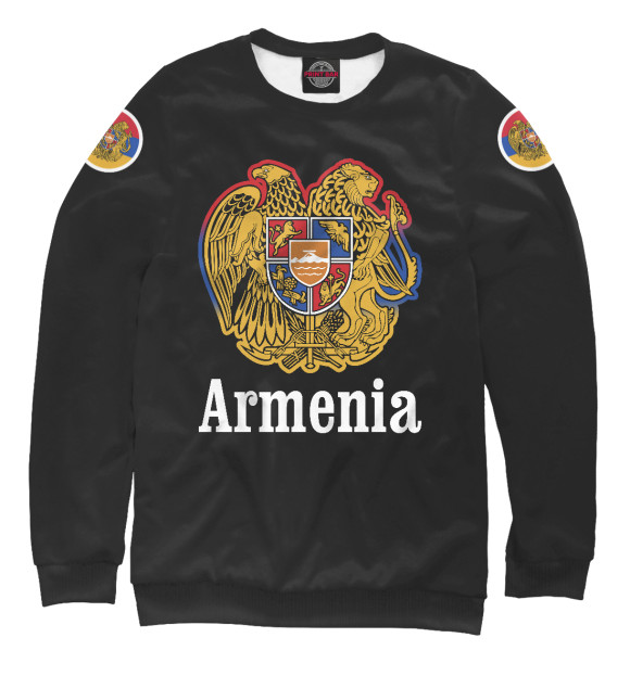 Мужской свитшот с изображением Герб Армении цвета Белый