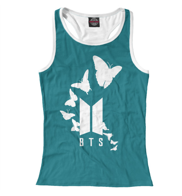 Женская майка-борцовка с изображением BTS цвета Белый