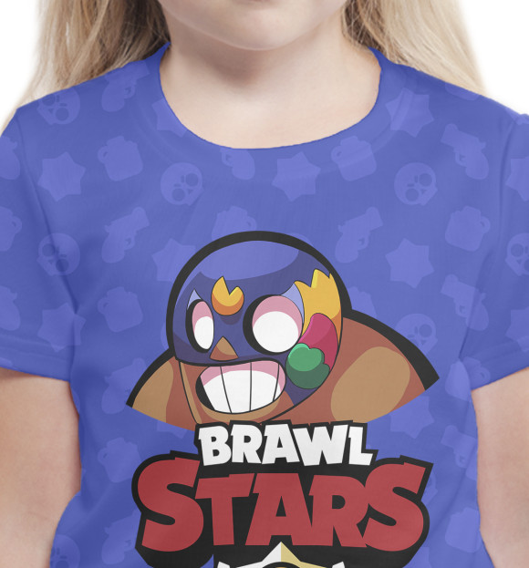 Футболка для девочек с изображением Brawl Stars El Primo цвета Белый