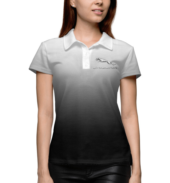 Женское поло с изображением Jaguar цвета Белый