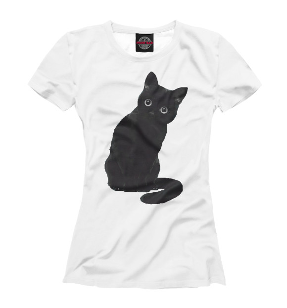 Футболка для девочек с изображением Black Cat цвета Белый
