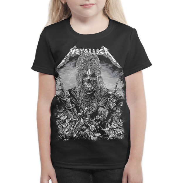 Футболка для девочек с изображением Metallica цвета Белый