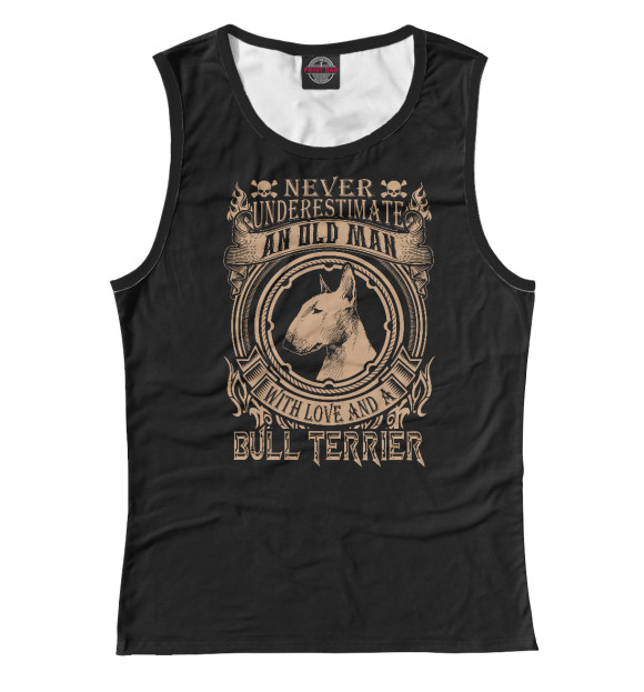 Женская майка с изображением Love Bull Terrier цвета Белый