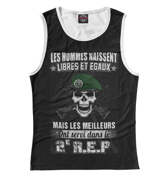 Женская майка с притом Legion Etrangere цвета Белый Женская майка с изображением Legion Etrangere цвета Белый