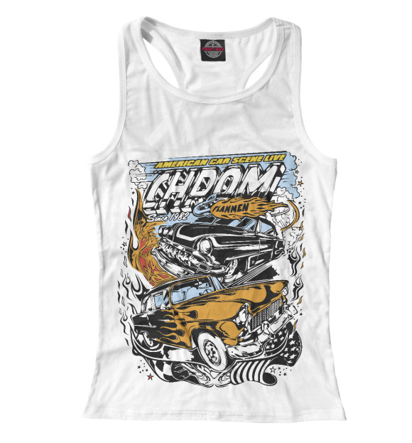 Женская майка-борцовка с изображением Автоспорт цвета Белый