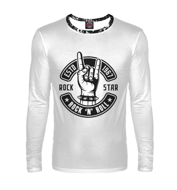 Мужской лонгслив с изображением Rock Star цвета Белый