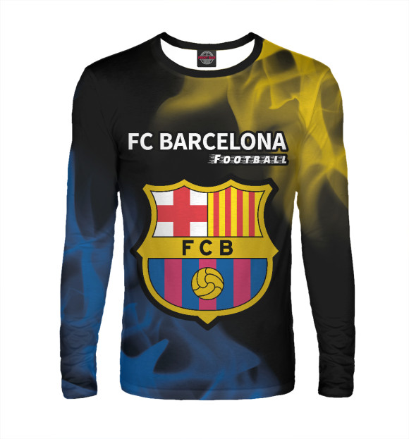 Мужской лонгслив с изображением Барселона | Football цвета Белый