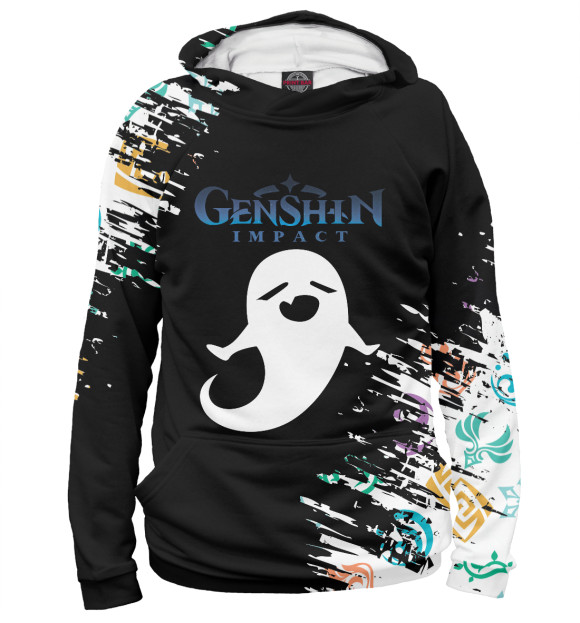 Мужское худи с изображением Genshin Impact цвета Белый