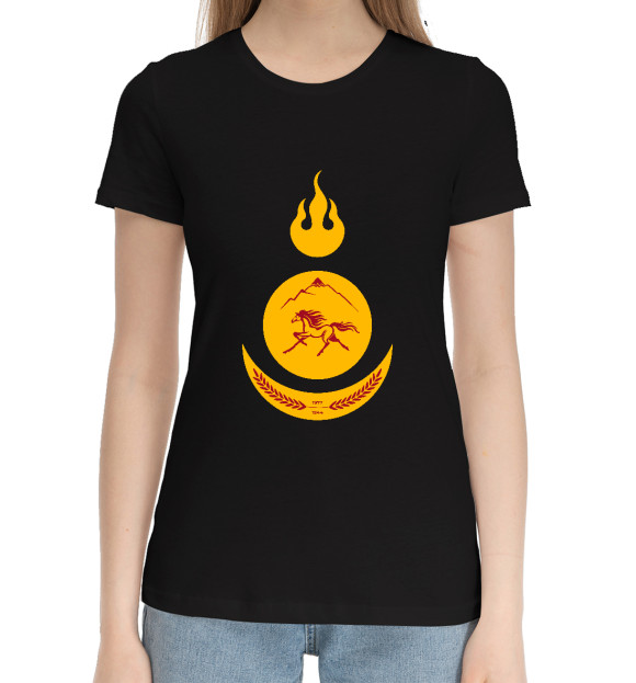 Женская хлопковая футболка с изображением Kurumkan цвета Черный