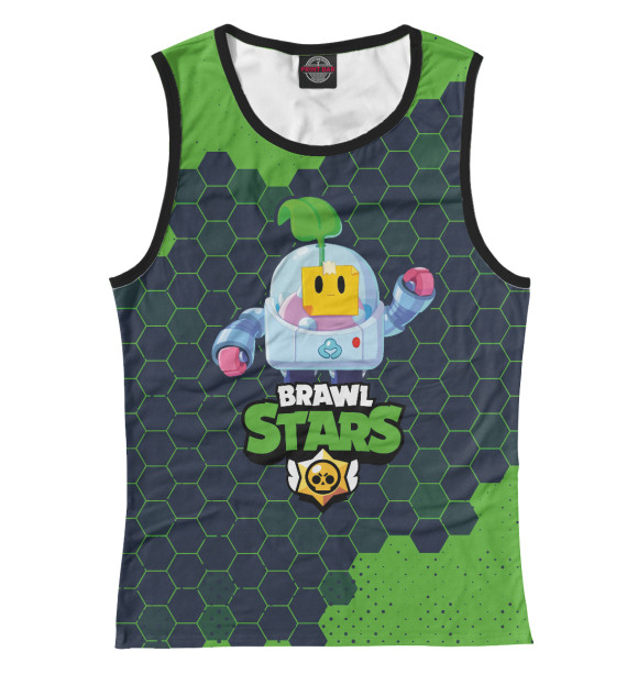 Женская майка с изображением Brawl Stars Sprout (Бравл Старс) цвета Белый