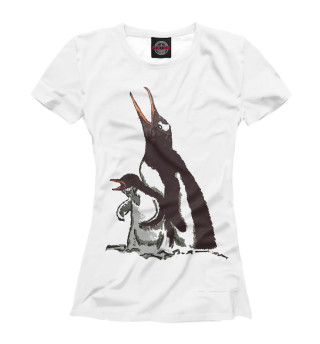Женская футболка Пингвин - птенец с мамой