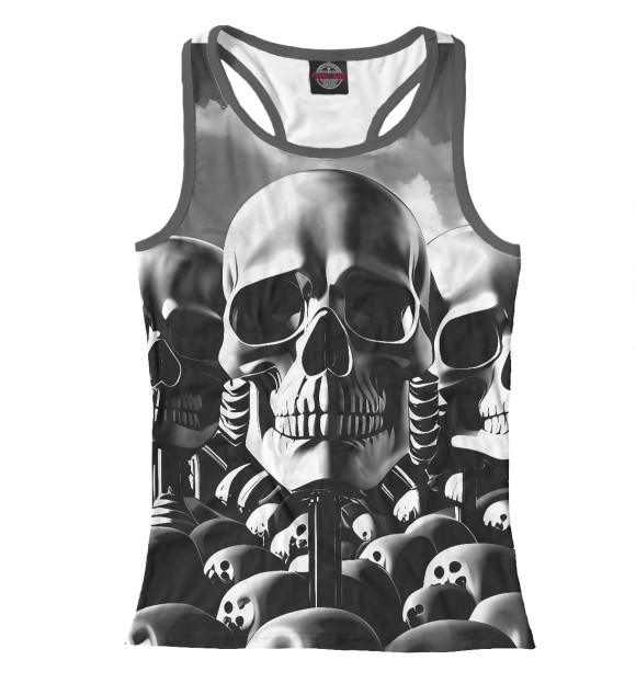 Женская майка-борцовка с изображением Memento Mori скелеты цвета Белый