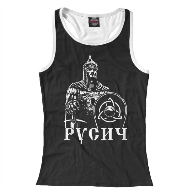 Женская майка-борцовка с изображением Русич цвета Белый