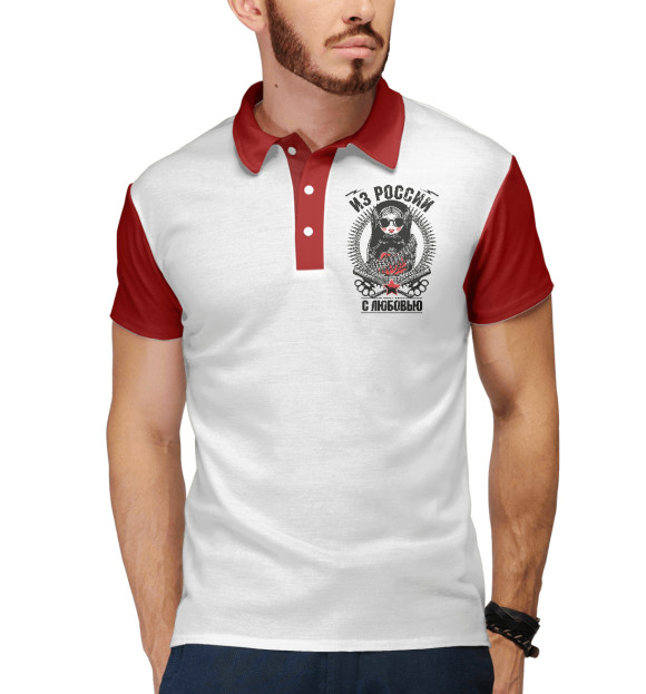 Мужское поло с изображением Славянская матрёшка / Я Русский цвета Белый