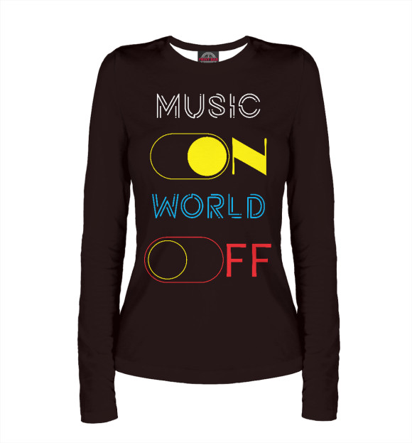 Женский лонгслив с изображением Music цвета Белый