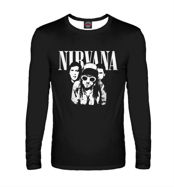 Мужской лонгслив с изображением Nirvana цвета Белый