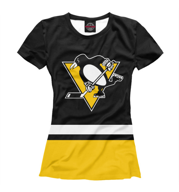 Женская футболка с изображением Питтсбург Пингвинз цвета Белый
