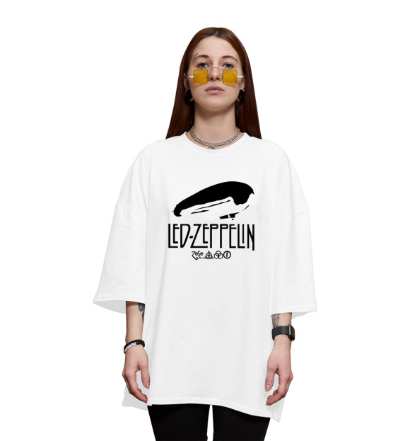 Женская футболка оверсайз с изображением Led Zeppelin цвета Белый