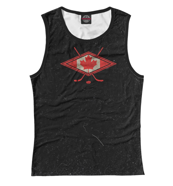 Майка для девочки с изображением Canadian Hockey Flag цвета Белый