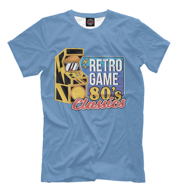 Мужская футболка с изображением Retro game 80's classics цвета Белый