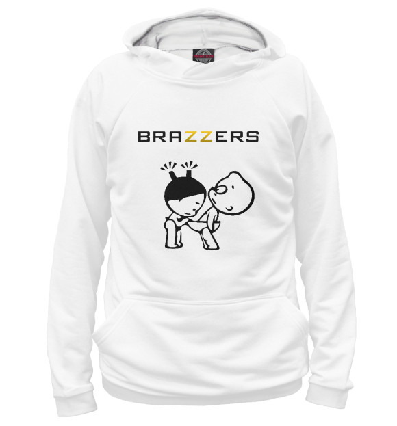 Мужское худи с изображением Brazzers цвета Белый
