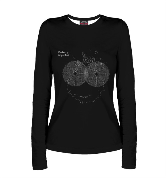 Женский лонгслив с изображением Perfectly imperfect цвета Белый