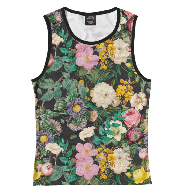 Женская майка с изображением Летний узор из цветов цвета Белый