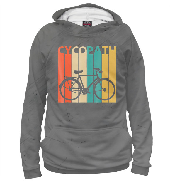 Женское худи с изображением Cycopath   Funny Bicycle Hu цвета Белый