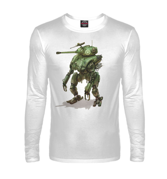 Мужской лонгслив с изображением Танк трансформер цвета Белый