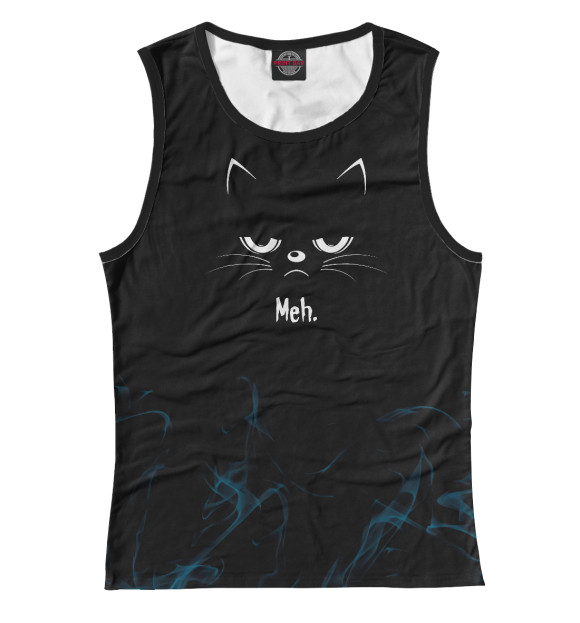 Женская майка с изображением Sarcastic Angry Cat MEH цвета Белый