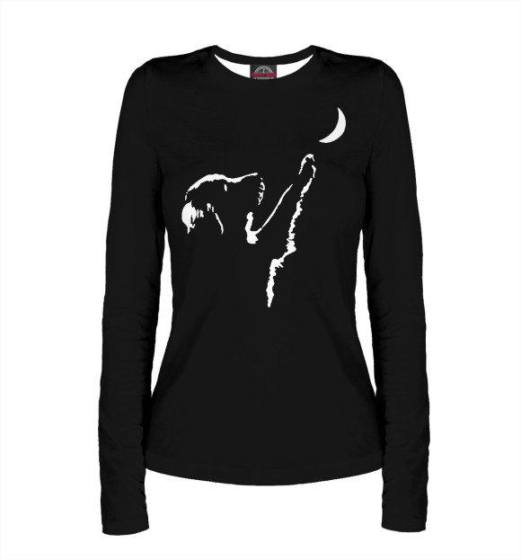 Женский лонгслив с изображением Лунный Пес цвета Белый
