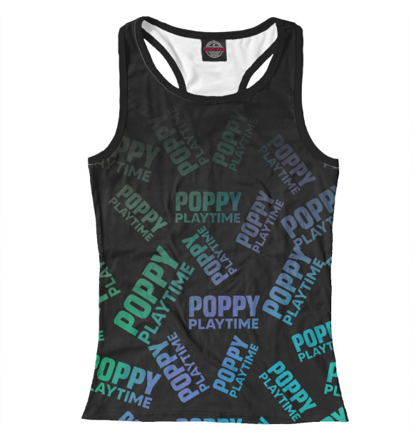 Женская майка-борцовка с притом Poppy Playtime цвета Белый Женская майка-борцовка с изображением Poppy Playtime цвета Белый