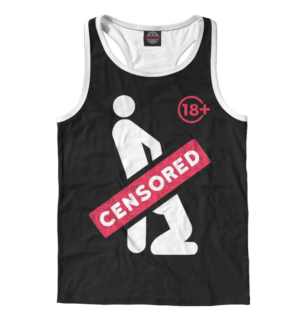 Мужская майка-борцовка с изображением Sensored цвета Белый