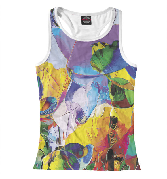 Женская майка-борцовка с изображением Цветочный паттерн цвета Белый