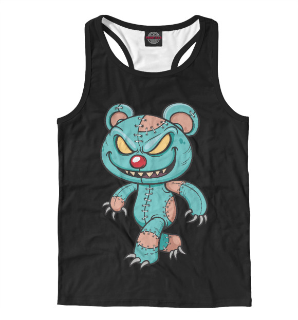 Мужская майка-борцовка с изображением Zombie Teddy цвета Белый