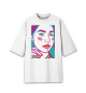 Женская футболка оверсайз Арт портрет с женским лицом крупным план