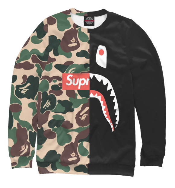 Свитшот для девочек с изображением BAPE цвета Белый
