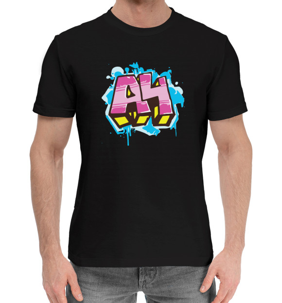 Мужская хлопковая футболка с изображением А4 цвета Черный