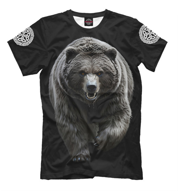 Мужская футболка с изображением Медведь - грозное воплощение Велеса цвета Белый