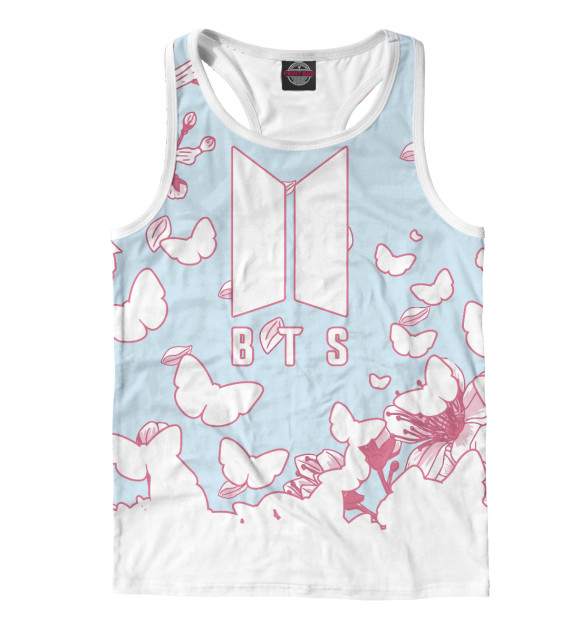 Мужская майка-борцовка с изображением BTS цвета Белый