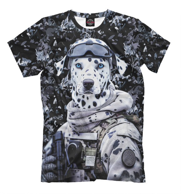 Мужская футболка с изображением Далматинец солдат цвета Белый