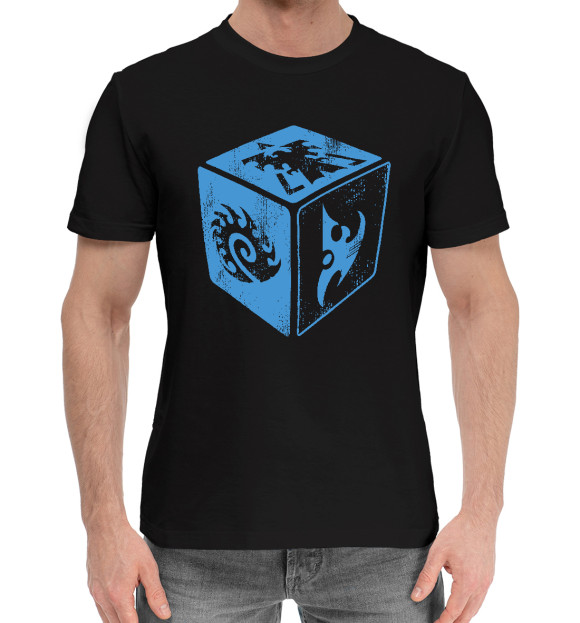 Мужская хлопковая футболка с изображением StarCraft II цвета Черный