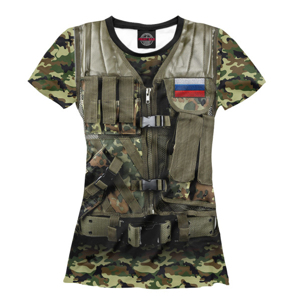 Футболка для девочек с изображением Бронежилет с триколором цвета Белый