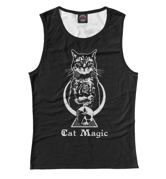 Женская майка с изображением Cat Magic цвета Белый