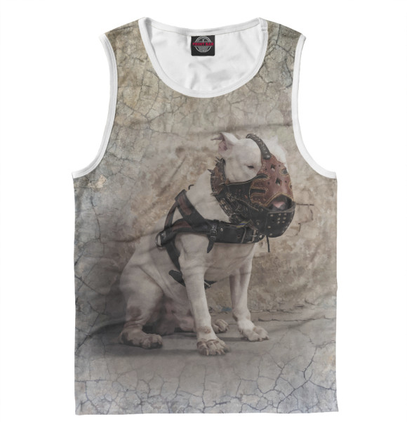 Майка для мальчика с изображением Бойцовый бультерьер цвета Белый