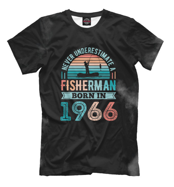 Мужская футболка с изображением Fisherman born 1966 цвета Белый