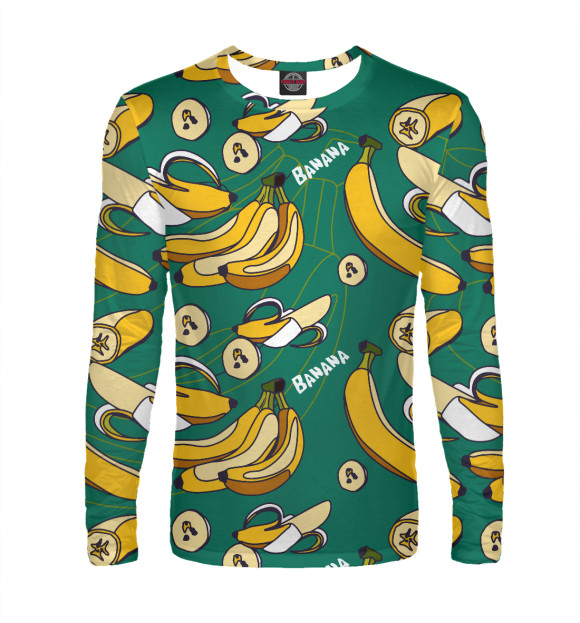 Мужской лонгслив с изображением Banana pattern цвета Белый