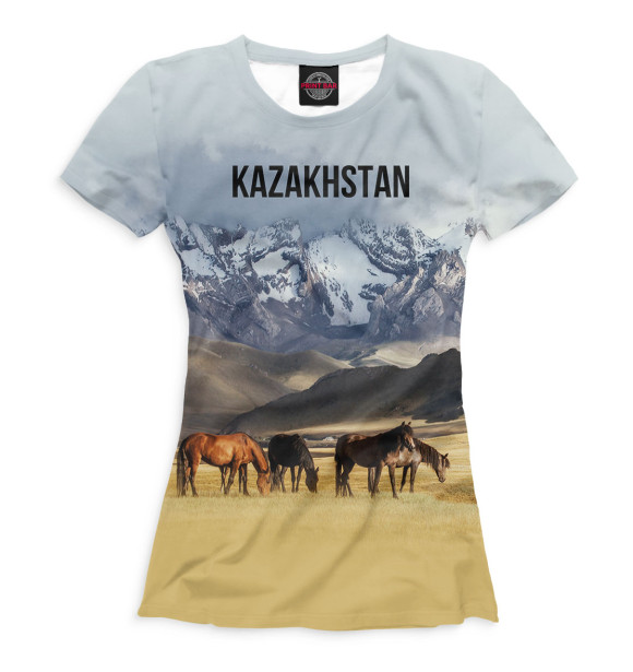 Женская футболка с изображением Kazakhstan цвета Белый